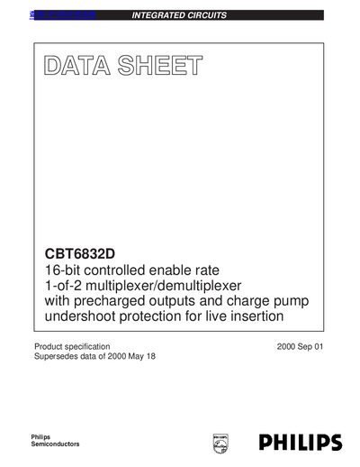 Philips CBT6832D 16-bit Multiplexer/Demultiplexer Datasheet - cover page