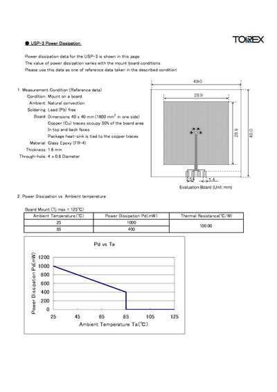 TOIREX USP-3 Power Dissipation Datasheet - cover page