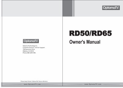 Optoma RD50/RD65 Owner's Manual - cover page