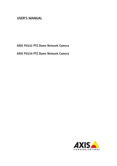 Axis P5532/P5534 PTZ Dome Network Camera User Manual - cover page