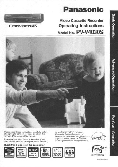 Panasonic PV-V4030S VCR Operating Instructions - cover page