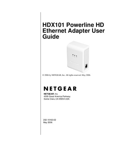 Netgear HDX101 Powerline HD Ethernet Adapter User Manual