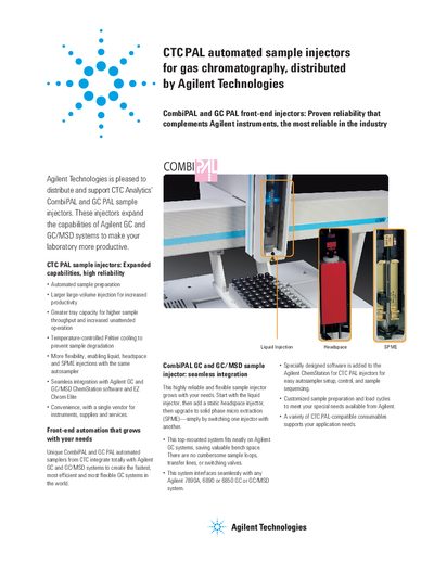 CTC Analytics CombiPAL and GC PAL Automated Sample Injectors Product Brochure - cover page