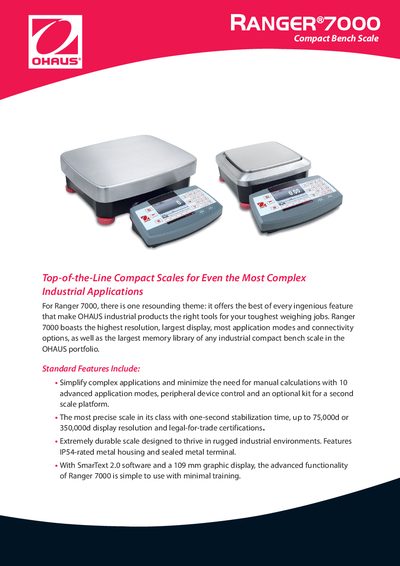 OHAUS R71MHD3 Compact Bench Scale Product Leaflet - cover page