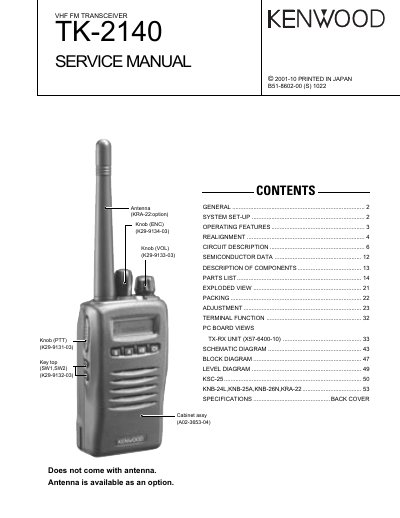 Kenwood TK-2140 Service Manual - cover page