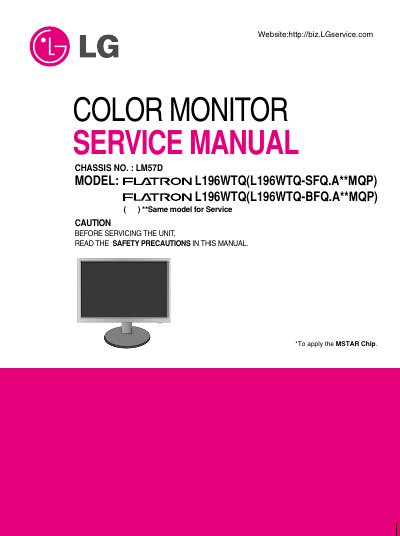 LG L196WTQ LCD Monitor Service Manual - cover page