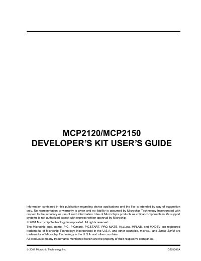 Microchip MCP2120/MCP2150 Developer Kit User Manual