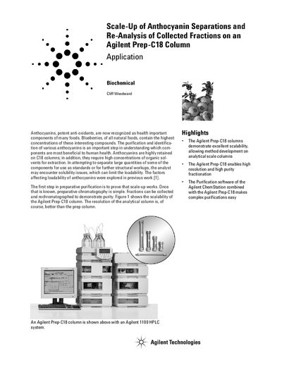 Agilent Prep-C18 Column Application Note - cover page