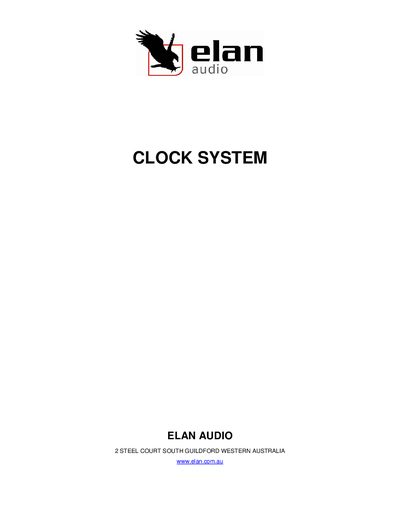 Elan Audio ASC-01 Radio Clock User Manual
