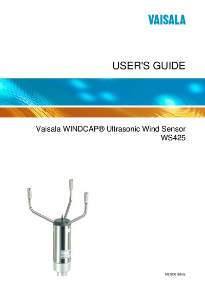 Vaisala WS425 Ultrasonic Wind Sensor User Guide - cover page