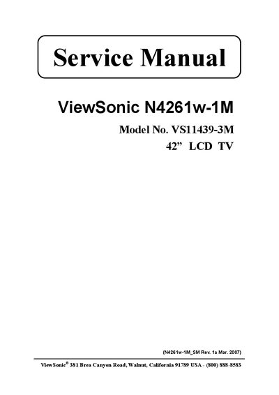 ViewSonic N4261w-1M Service Manual - cover page