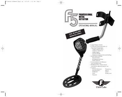 Fisher Labs F5 Metal Detector Operating Manual - cover page
