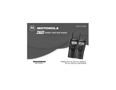 Motorola XU1100/XU2100/XU2600 XV1100/XV2100/XV2600 Walkie-Talkie User Manual - cover page