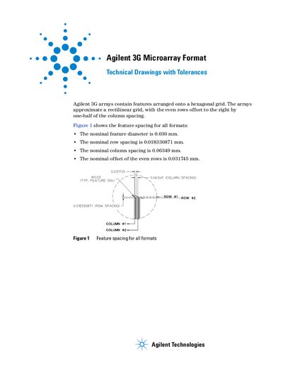 Agilent 3G Microarray Format Technical Drawings with Tolerances - cover page
