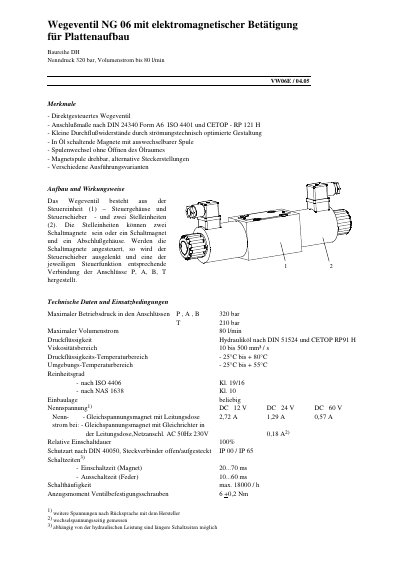 HPS-Hydraulik WE 06 DH Directional Valve Technical Data - cover page