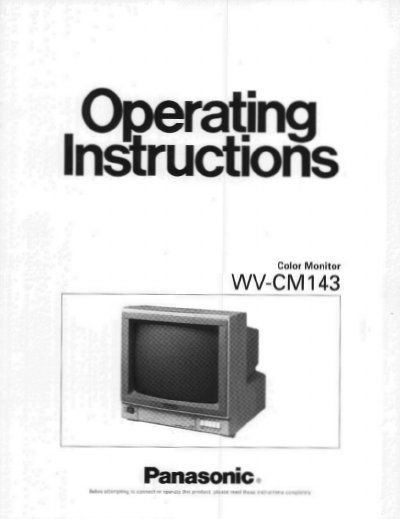 Panasonic WV-CM143 Color Monitor User Manual