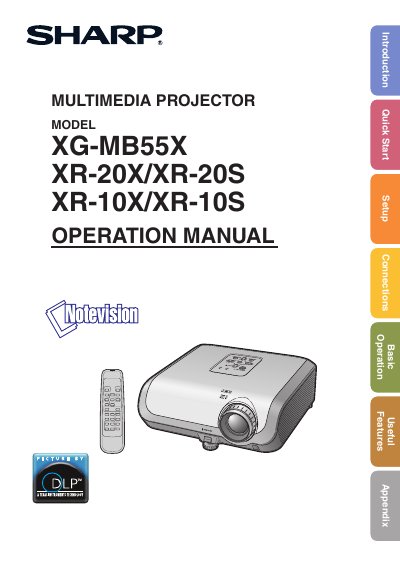 Sharp XG-MB55X Multimedia Projector Operation Manual
