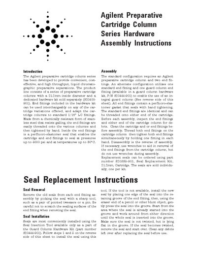 Agilent Technologies Preparative Cartridge Column Series Hardware Assembly Instructions - cover page