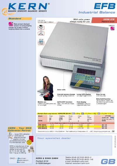 KERN EFB Industrial Balance Product Leaflet - cover page