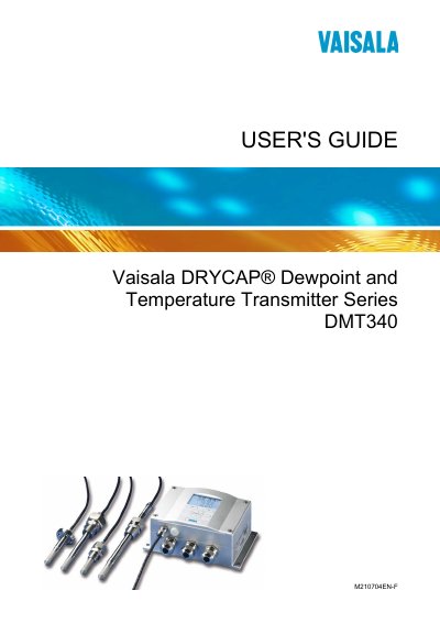 Vaisala DMT340 User Manual - cover page