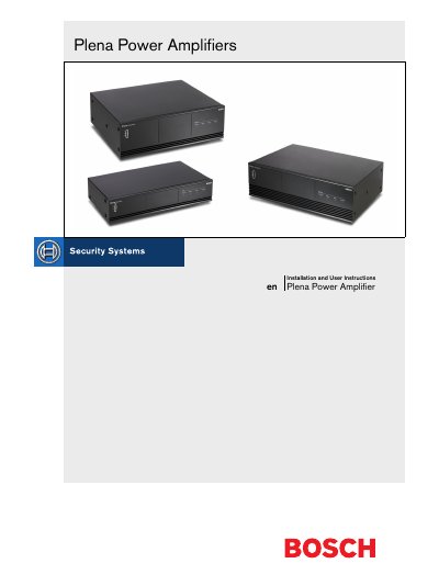 Bosch Plena Power Amplifier Installation and User Instructions - cover page