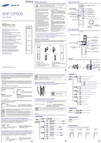 Samsung SDS SHP-DP609 Smart Door Lock User Manual