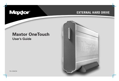 Maxtor OneTouch External Hard Drive User's Guide - cover page