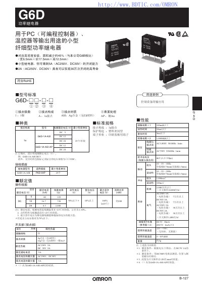 Omron G6D Power Relay Handbook - cover page