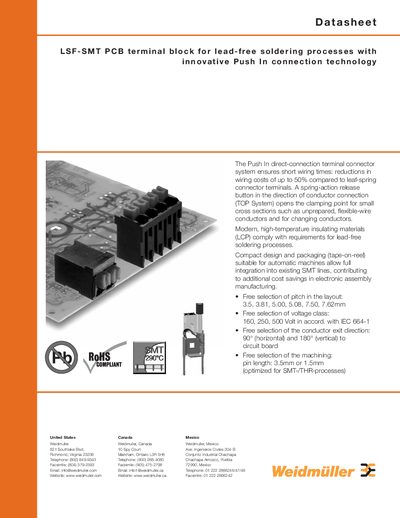 Weidmuller LSF-SMT PCB Terminal Block Datasheet - cover page