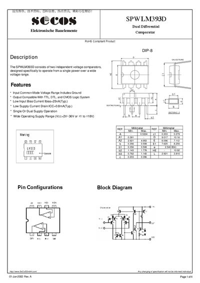 SCCOS SPWLM393D Datasheet - cover page