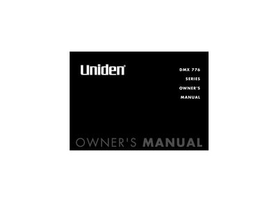 Uniden DMX 776 Series Owner's Manual - cover page