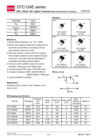ROHM DTC124EUA Manual - cover page