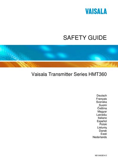 Vaisala HMT360 Installation Guide - cover page