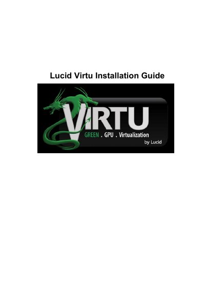 Lucid VIRTU Installation Guide - cover page