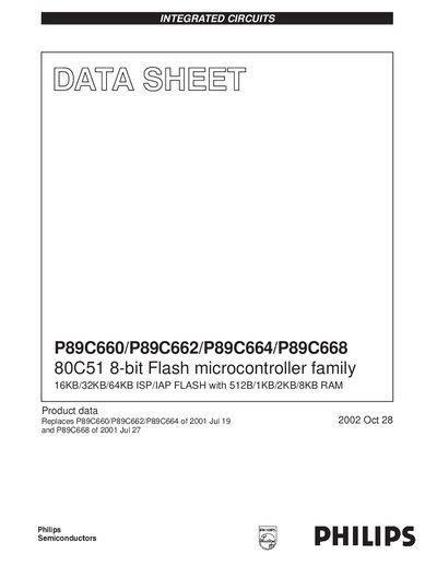 PHILIPS P89C660/P89C662/P89C664/P89C668 Manual - cover page