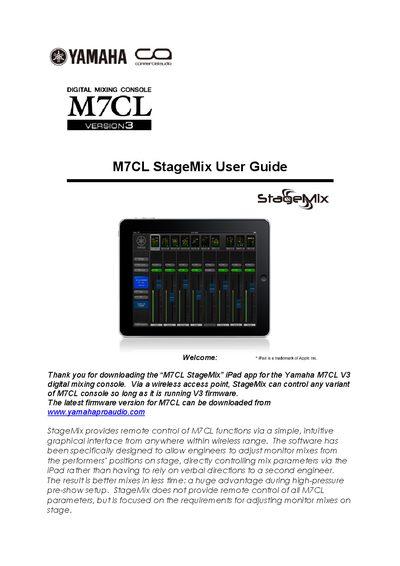 Yamaha M7CL StageMix User Guide - cover page