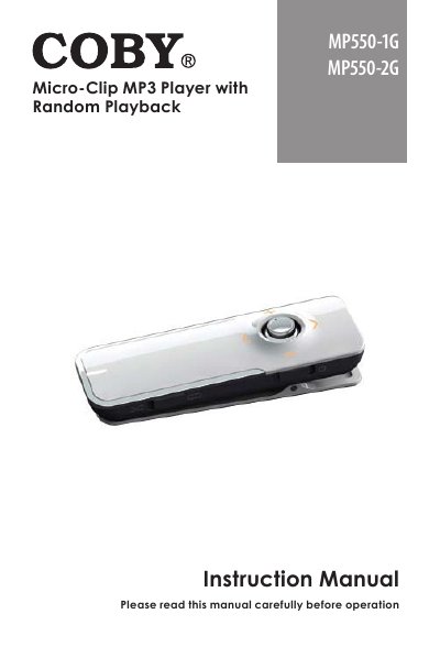 Coby MP550-1G/MP550-2G Micro-Clip MP3 Player User Manual - cover page