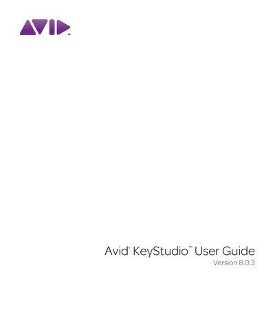 Avid KeyStudio User Guide Version 8.0.3 - cover page