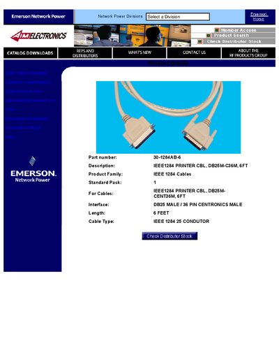 Emerson 30-1284AB-6 IEEE 1284 Cable Product Leaflet - cover page