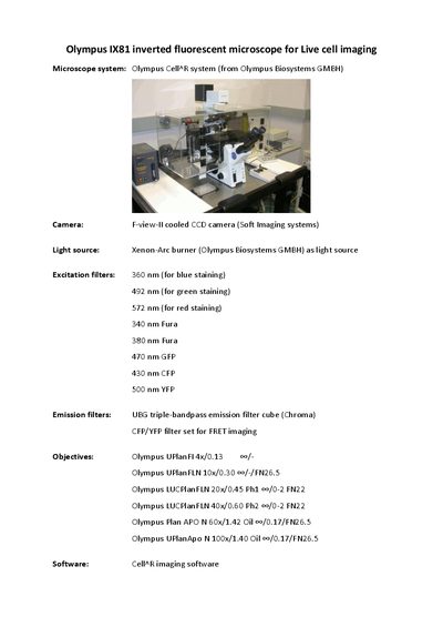 Olympus IX8 1 Inverted Fluorescent Microscope Product Leaflet - cover page