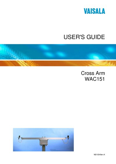 Vaisala WAC151 Cross Arm User Guide - cover page