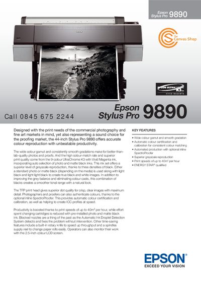 Epson Stylus Pro 9890 User Manual - cover page
