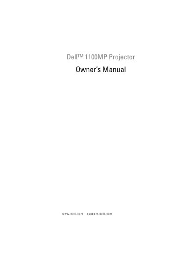Dell 1100MP Projector Owner's Manual