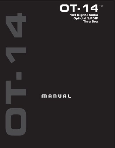 M-Audio OT-14 Digital Audio Optical S/PDIF Thru Box User Manual - cover page