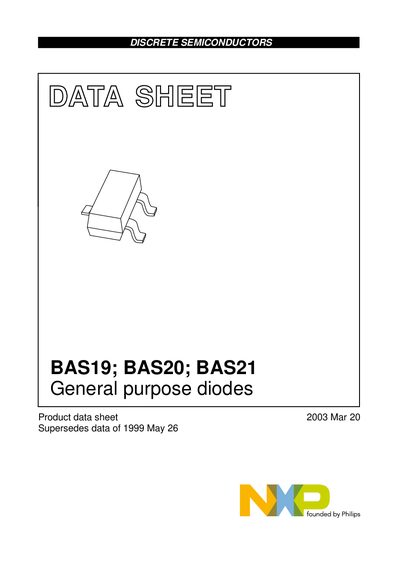 NXP BAS19/BAS20/BAS21 General Purpose Diodes Datasheet - cover page