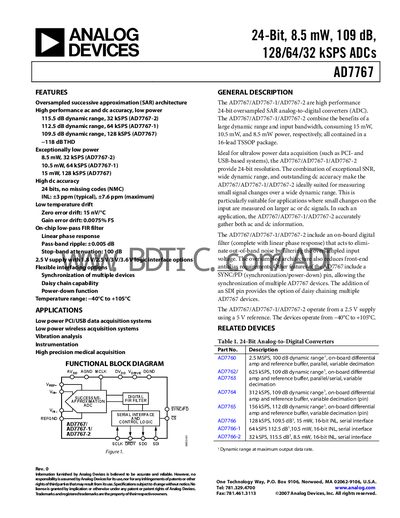 Analog Devices AD7767 24‑Bit ADC Datasheet - cover page