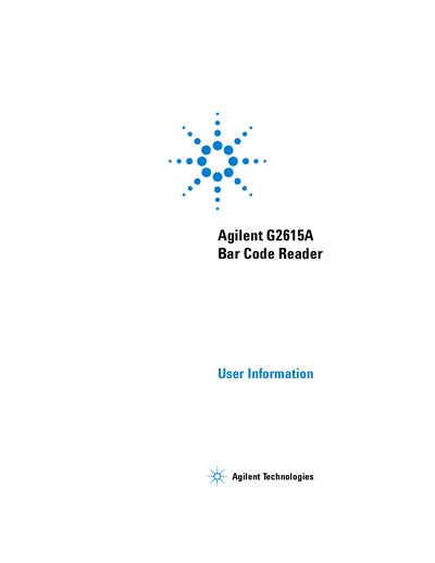 Agilent G2615A Bar Code Reader - cover page