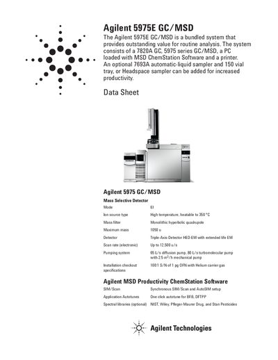 Agilent 5975E GC/MSD Data Sheet