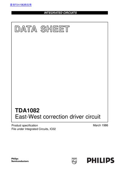 Philips TDA1082 East-West Correction Driver Circuit Datasheet - cover page