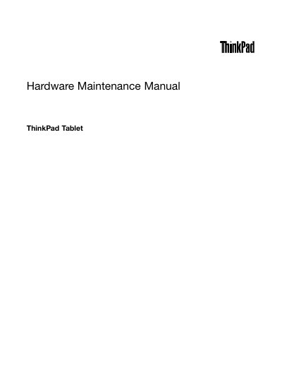 Lenovo ThinkPad Tablet Hardware Maintenance Service Manual - cover page